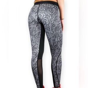 🖤 Strong Liftwear Compression Leggings| Gray Paisley Print | Size S